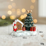 Ornament de Craciun din Rasina pentru Decor, Flippy, Model Casuta cu Brad, Decoratiune de Birou pentru Craciun, 6.5 x