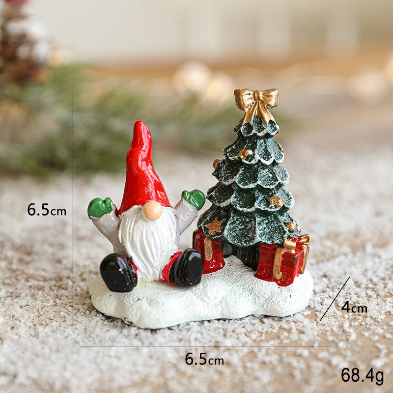 Ornament de Craciun din Rasina pentru Decor, Flippy, Model Mss Craciun cu Brad, Decoratiune de Birou pentru Craciun,
