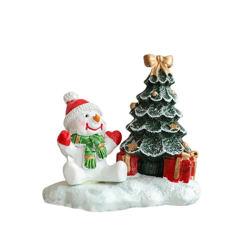 Ornament de Craciun din Rasina pentru Decor, Flippy, Model Om de Zapada cu Brad, Decoratiune de Birou pentru Craciun,