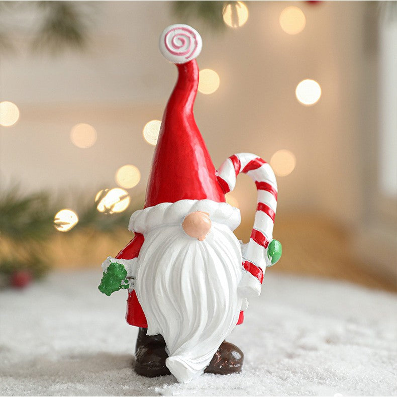 Ornament de Craciun din Rasina pentru Decor, Flippy, Model Spiridus, Decoratiune de Birou pentru Craciun, 14.5 x 7 x 5