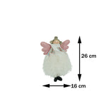 Ornament de Craciun ingeras, Flippy, alb, textil, 26 cm