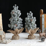 Decoratiune Craciun pentru Masa, Flippy, Ornament de Decor Model Brad de Craciun de Dimensiuni Mici cu Fulgi Albi,