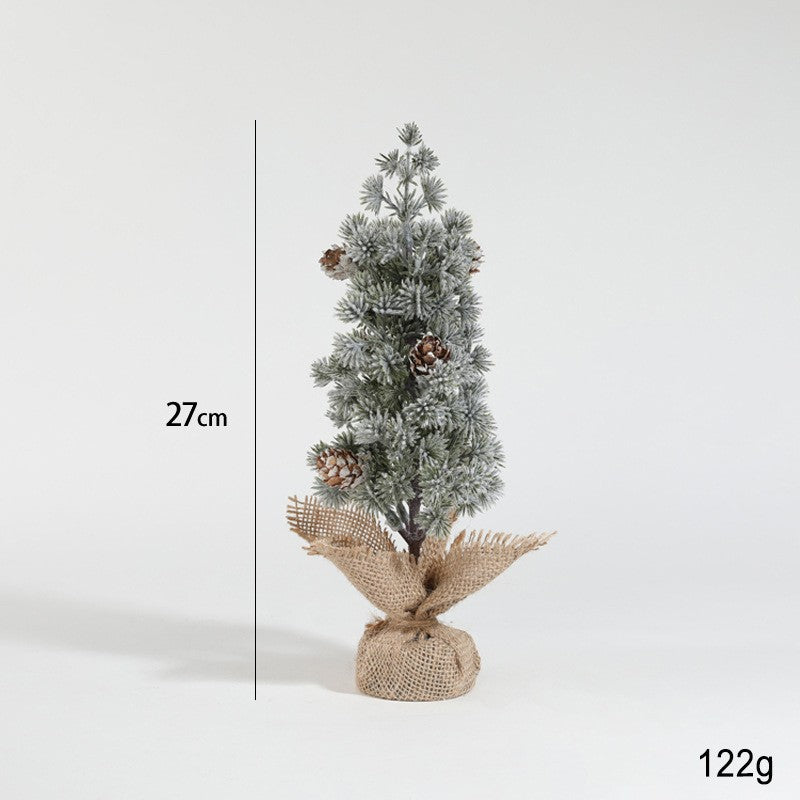 Decoratiune Craciun pentru Masa, Flippy, Ornament de Decor Model Brad de Craciun de Dimensiuni Mici cu Fulgi Albi,