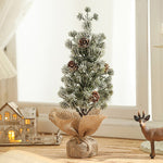 Decoratiune Craciun pentru Masa, Flippy, Ornament de Decor Model Brad de Craciun de Dimensiuni Mici cu Fulgi Albi,