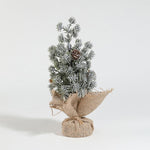 Decoratiune Craciun pentru Masa, Flippy, Ornament de Decor Model Brad de Craciun de Dimensiuni Mici cu Fulgi Albi,