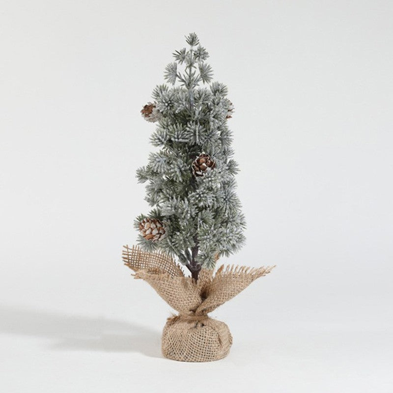 Decoratiune Craciun pentru Masa, Flippy, Ornament de Decor Model Brad de Craciun de Dimensiuni Mici cu Fulgi Albi,