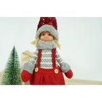 Ornament de Craciun papusa, Flippy, rosu/gri, textil, 58 cm
