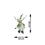 Ornament de Craciun ren pe schiuri, Flippy, alb/verde, textil, 33 cm