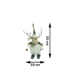 Ornament de Craciun ren pe schiuri model 2, Flippy, alb/verde, textil, 33 cm