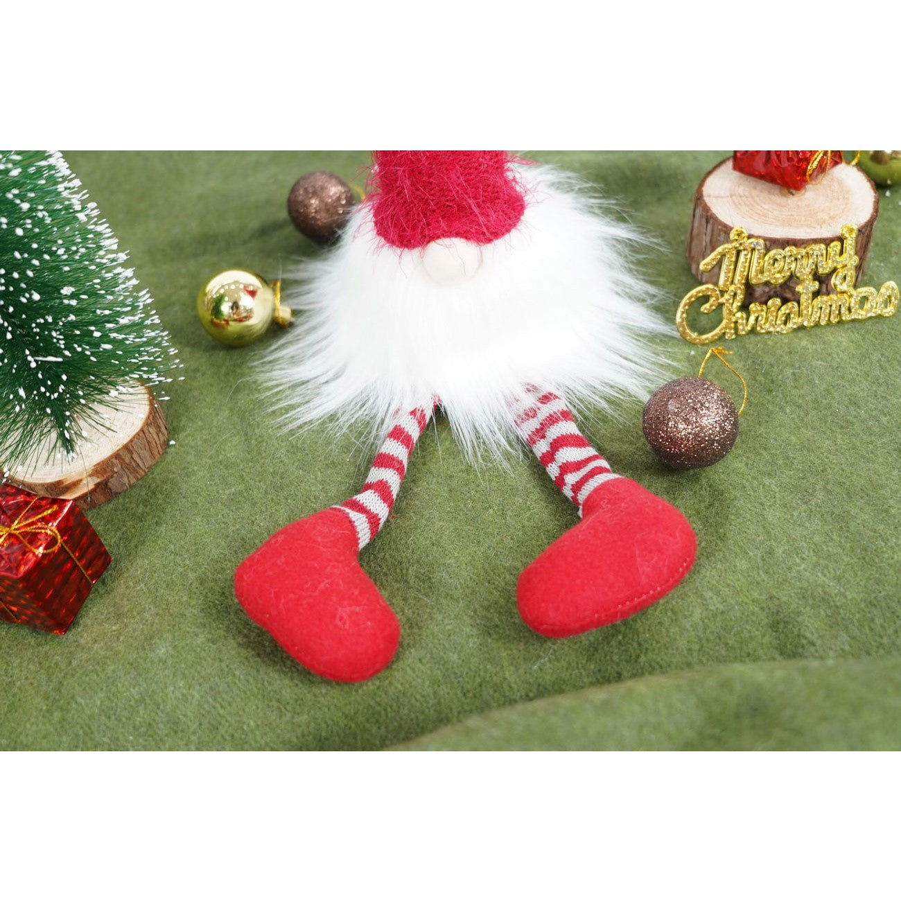 Ornament de Craciun spiridus, Flippy, alb/rosu, textil, 52 cm