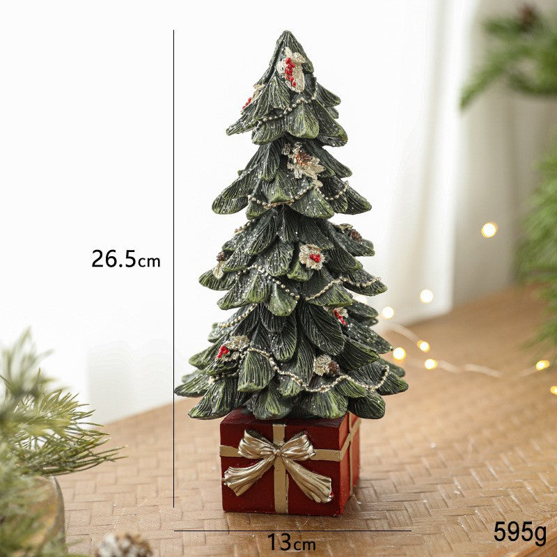 Ornament Decoratiune de Craciun, Flippy, Decoratiune Mica pentru Craciun din Rasina, Model Brad Impodobit cu Cadouri,