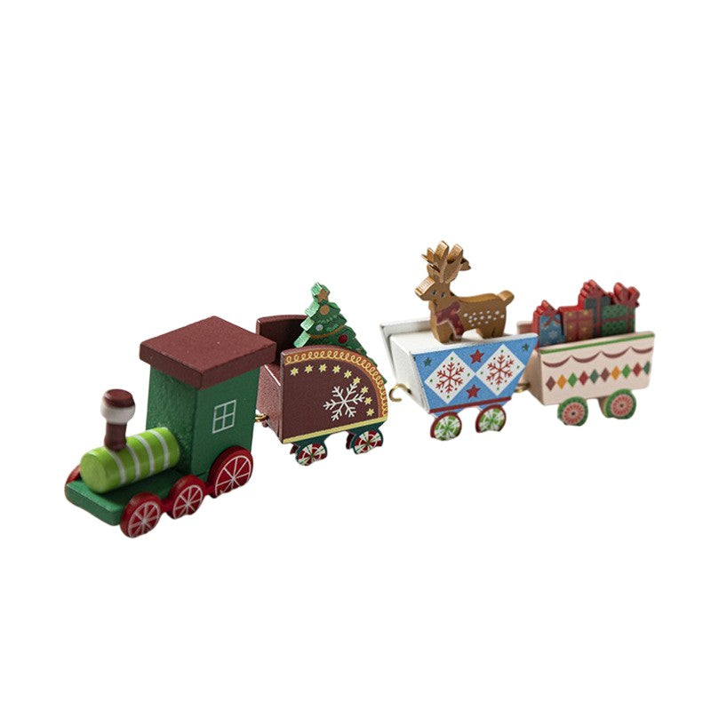 Ornament Decoratiune de Craciun Tren Pictat, Flippy, Tip Ornament Jucarie de Decor pentru Craciun, din Lemn 20 cm, Tren