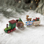 Ornament Decoratiune de Craciun Tren Pictat, Flippy, Tip Ornament Jucarie de Decor pentru Craciun, din Lemn 20 cm, Tren