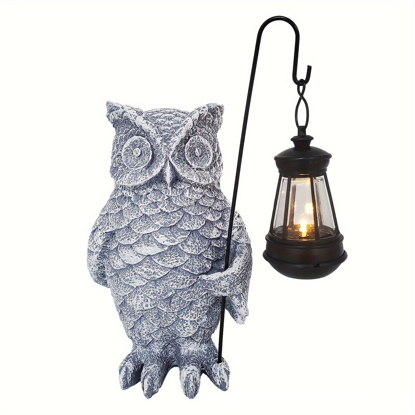 Ornament de Decor pentru Gradina cu LED, Flippy, Model Bufnita cu Felinar, Decoratiune Exterioara pentru Casa si