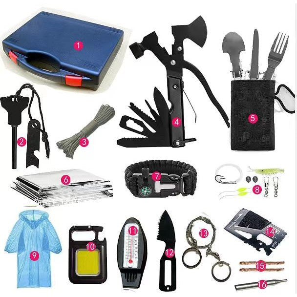 Kit Supravietuire Multifunctional Flippy, Instrumente Profesionale, Sub Forma de Trusa, pentru Camping, Drumetii si