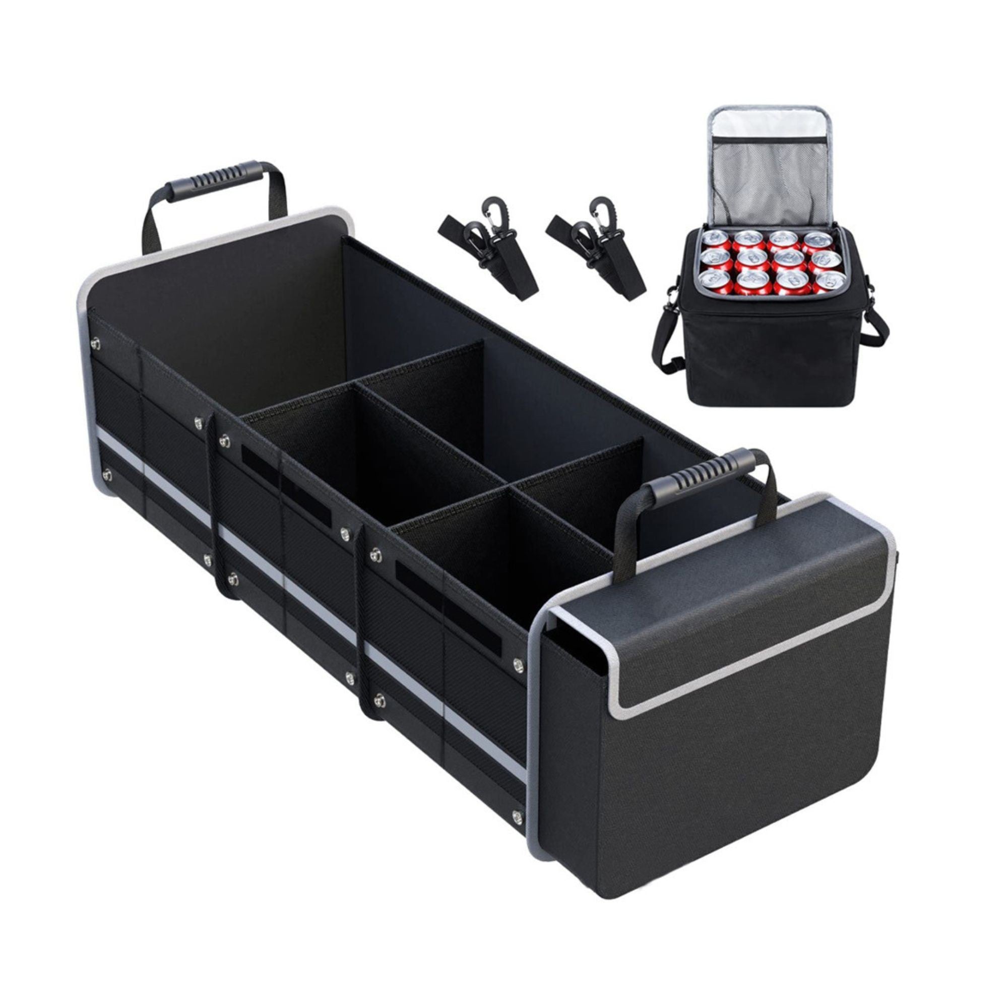Organizator Auto pentru Portbagaj, Flippy, Model Pliabil, din Panza, cu Geanta Termoizolanta Detasabila, 3