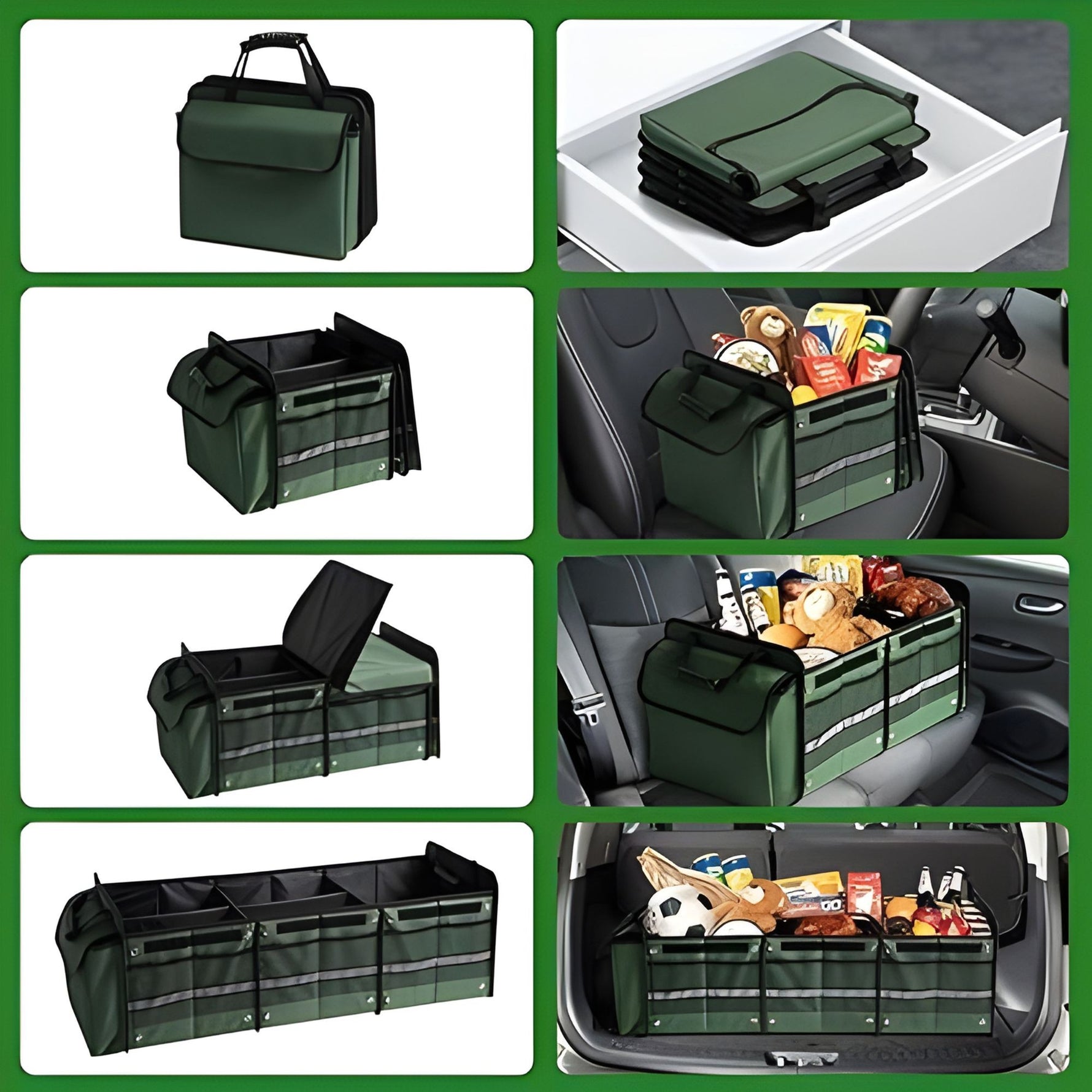 Organizator Auto pentru Portbagaj, Flippy, Model Pliabil, din Panza, cu Geanta Termoizolanta Detasabila, 3