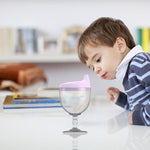 Pahar din Plastic Transparent cu Picior, Flippy, pentru Copii, 14 x 7.7 cm, cu Cioc Antiscurgere, + 3 Ani, Fara Maner,