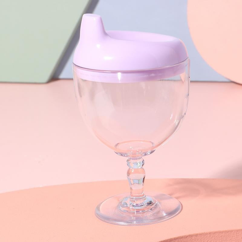 Pahar din Plastic Transparent cu Picior, Flippy, pentru Copii, 14 x 7.7 cm, cu Cioc Antiscurgere, + 3 Ani, Fara Maner,