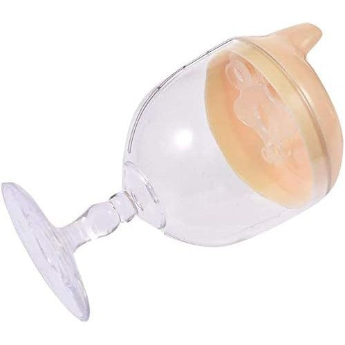 Pahar din Plastic Transparent cu Picior, Flippy, pentru Copii, 14 x 7.7 cm, cu Cioc Antiscurgere, + 3 Ani, Fara Maner,
