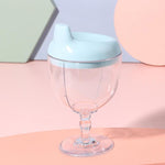Pahar din Plastic Transparent cu Picior, Flippy, pentru Copii, 14 x 7.7 cm, cu Cioc Antiscurgere, + 3 Ani, Fara Maner,