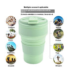 Pahar pliabil din silicon Flippy, pentru calatorii, camping, 350 ml, 8.2x6.3x9.1 cm, verde