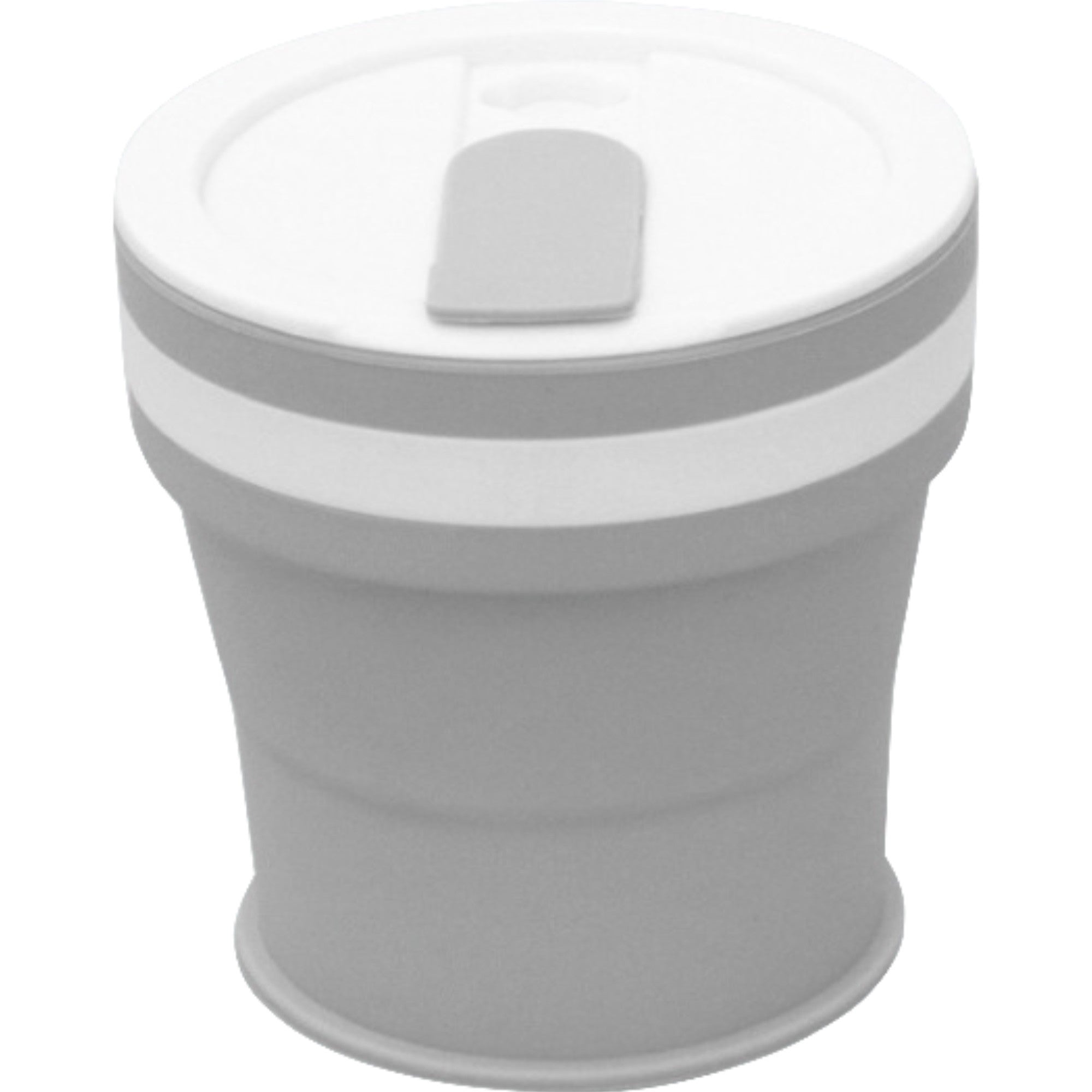 Pahar pliabil din silicon Flippy, prentru calatorii, 350 ml, pai inclus, 9 x 9.2 cm, gri