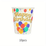Pahare Cartonate pentru Petreceri, Flippy, Set 10 Pahare Cartonate pentru Zile de Nastere si Aniversari, Model HAPPY