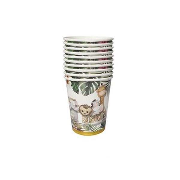 Pahare Cartonate pentru Petreceri, Flippy, Set 10 Pahare Cartonate pentru Zile de Nastere, Model Safari cu animale, 230