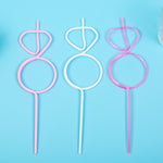 Pai de Plastic, Flippy, Model Inel cu Diamant, Tematica Nunta, Diametru 0.5 cm, Roz/Alb