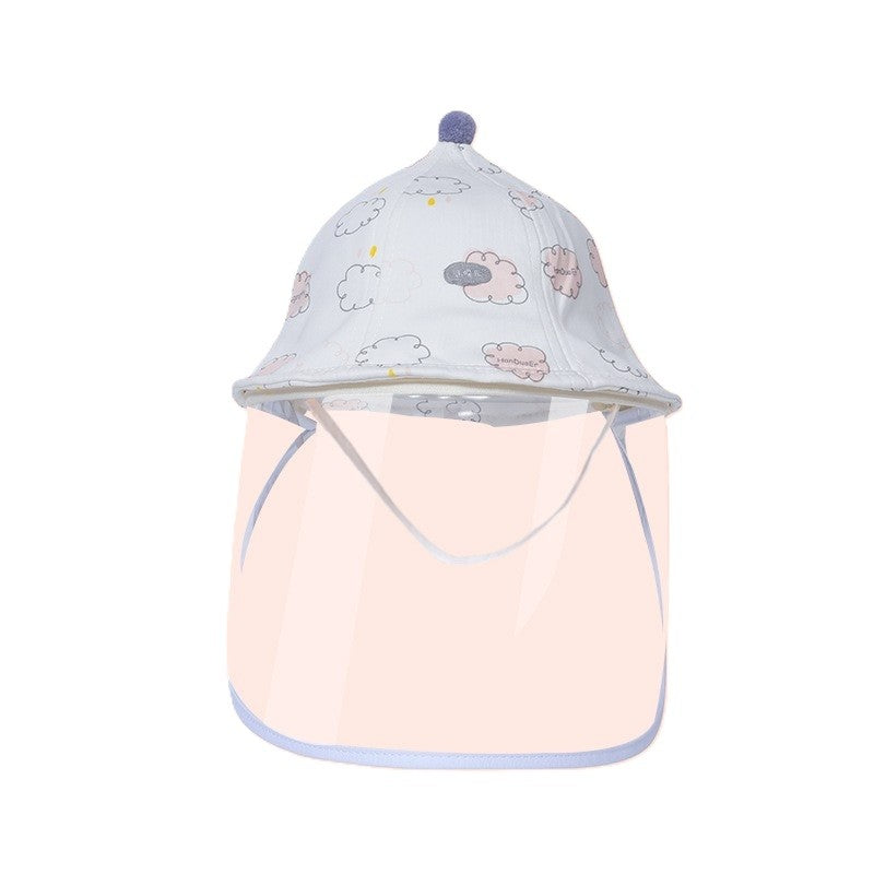 Palarie de Protectie pentru Bebelusi, Flippy, Model cu Norisori Roz, Pescareasca, de Primavara si Toamna, cu Masca si