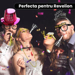 Palarie Happy New Year pentru Revelion, Flippy, Palarie Festiva de Anul Nou, Palarie Magica din Hartie, 29 x 25 x 15.5