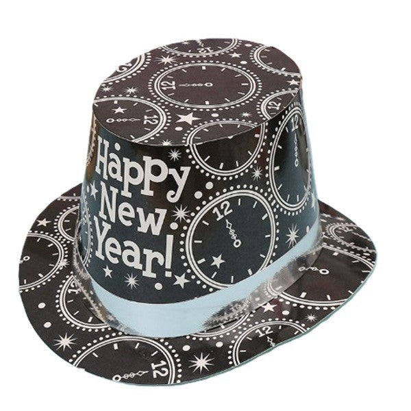 Palarie Tip Lincoln, Flippy, Model Happy New Year cu Ceasuri, Accesoriu Petrecere de Anul Nou, Marime Universala, din