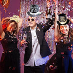 Palarie Tip Lincoln, Flippy, Model Happy New Year cu Ceasuri, Accesoriu Petrecere de Anul Nou, Marime Universala, din