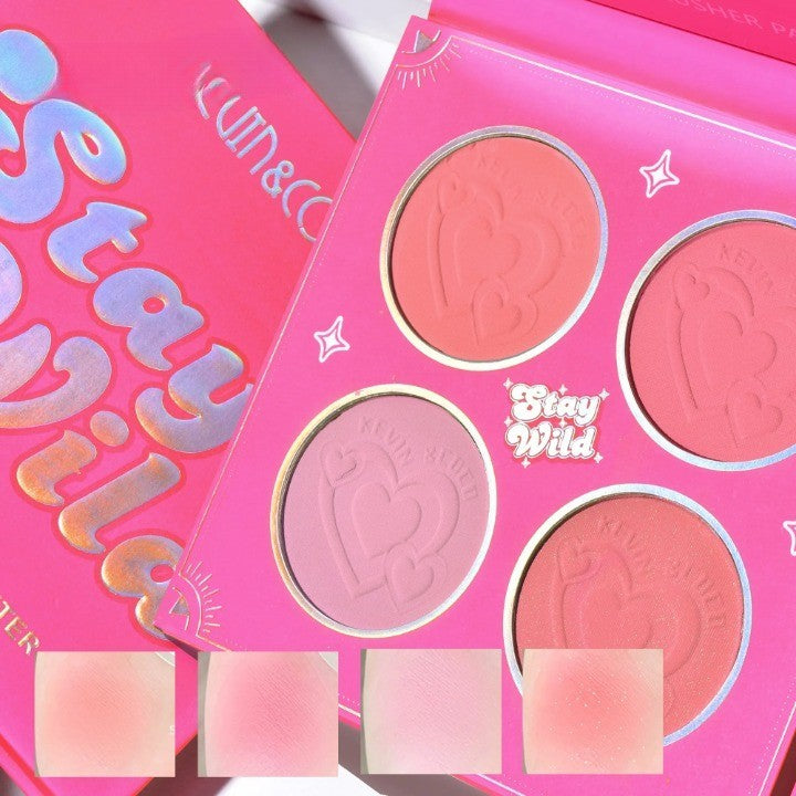 Paleta de Blush, KEVIN&amp;COCO, 4 Culori Stay Wild, 12.2 x 12.2 x 0.9 cm