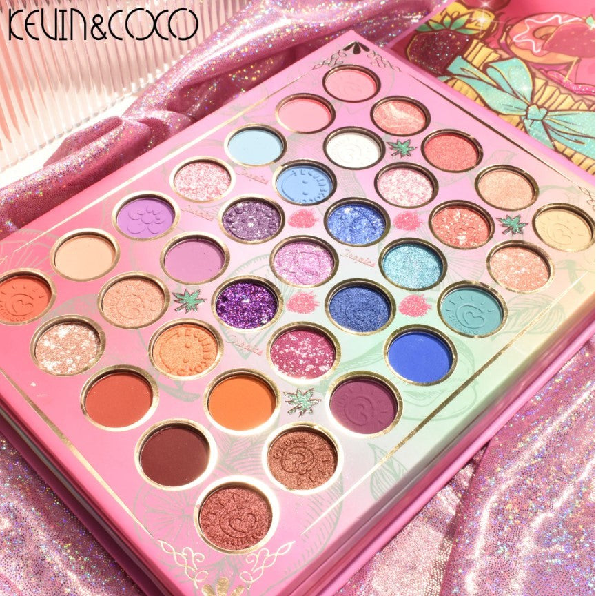Paleta farduri Kevin&Coco, 117 culori, 4 straturi, rotativa, iluminator si blush inclus, dreptunghiulara, 112g, 20.8 x