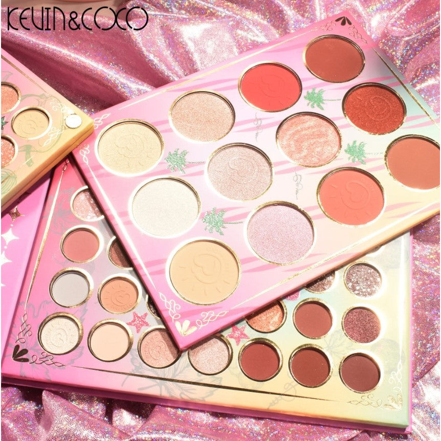 Paleta farduri Kevin&Coco, 117 culori, 4 straturi, rotativa, iluminator si blush inclus, dreptunghiulara, 112g, 20.8 x