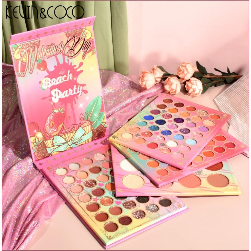Paleta farduri Kevin&Coco, 117 culori, 4 straturi, rotativa, iluminator si blush inclus, dreptunghiulara, 112g, 20.8 x