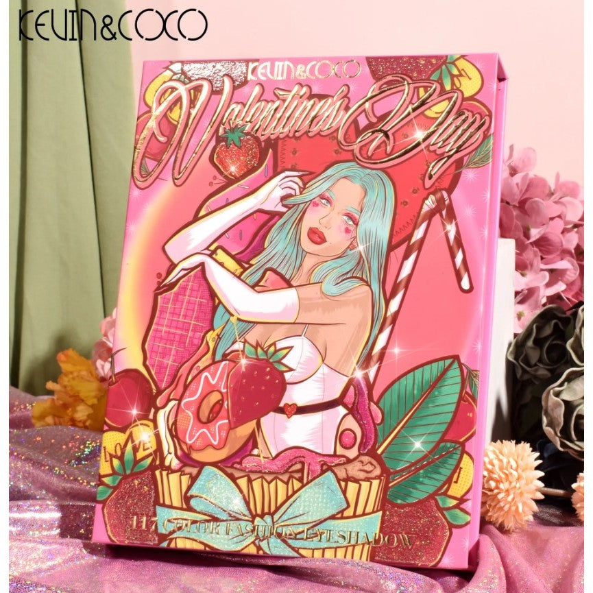 Paleta farduri Kevin&Coco, 117 culori, 4 straturi, rotativa, iluminator si blush inclus, dreptunghiulara, 112g, 20.8 x