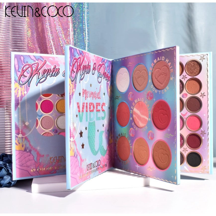 Paleta farduri Kevin&Coco, 69 nuante, blush, iluminator, conturing, deschidere tip carte, 18.6 x 16.5 cm, 97 g,