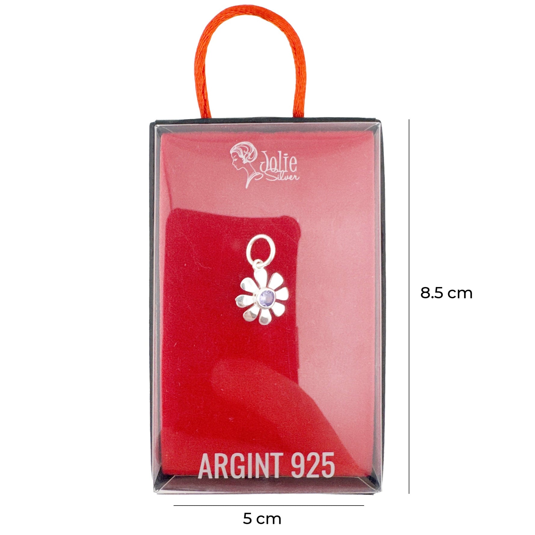 Pandantiv Dama Argint 925, Jolie, Model Floare cu Piatra Mov, 1g, Argintiu