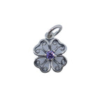 Pandantiv din Argint 925 Trifoi Filigran cu Piatra,0.98 g