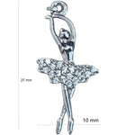 Pandantiv, Jolie Silver, Argint 925, Model Balerina cu Zirconii, 27 x 10 mm, 1.1 g