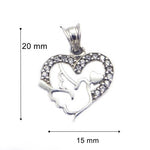 Pandantiv, Jolie Silver, Argint 925, Model Inima cu Porumbel, 20 x 15 mm, 1.5 g