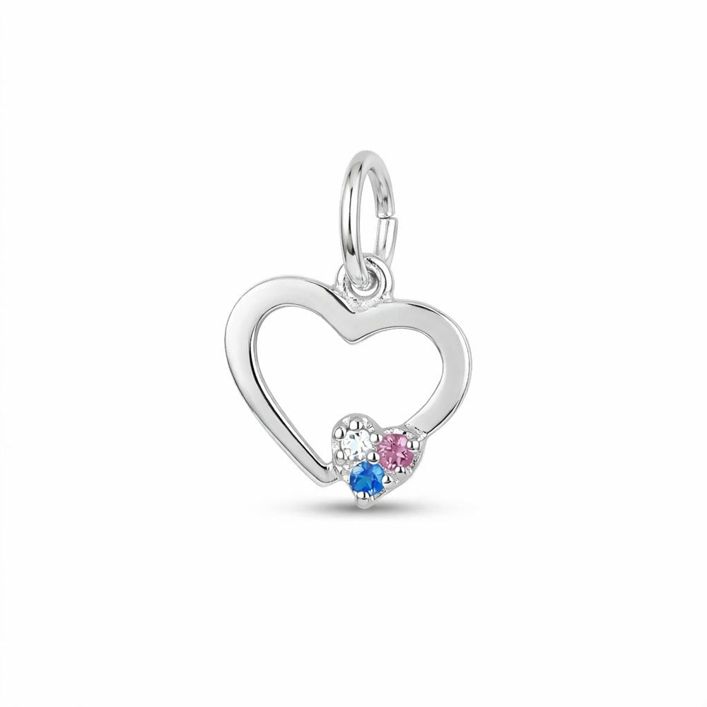 Pandantiv din Argint 925, Jolie Silver, pentru Dama, Model Inima Contur Minizirconii, 0.52 g, 1 x 1 cm, Argintiu