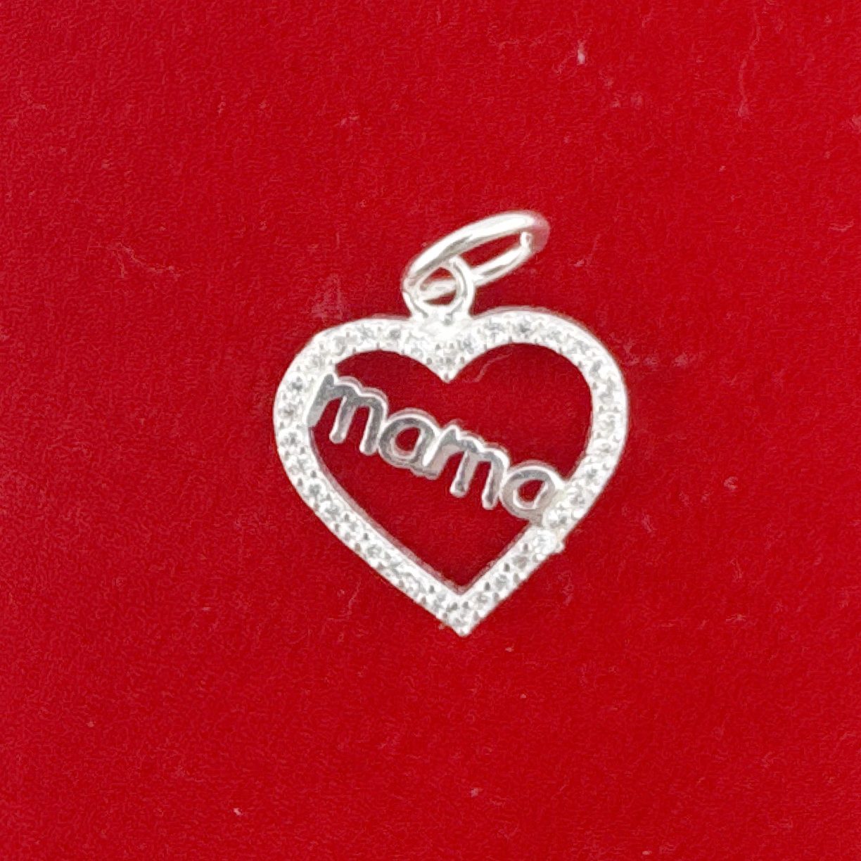 Pandantiv din Argint 925, Jolie Silver, pentru Dama, Model Mama in Inima cu Pietre de Zirconiu Cubic, 1.25 g, 2 x 1 cm,