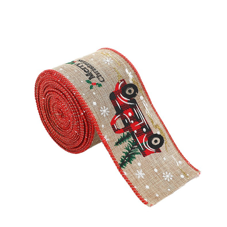 Panglica de Craciun pentru Decor Brad, Flippy, Panglica Decorativa de Craciun pentru Funde, Imprimeu Pick-Up Merry