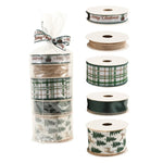Panglica Decorativa cu Tematica de Craciun, Flippy, Set din 4 bucat + 1 Rulon Ata Maro, Panglica pentru Cadou de