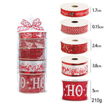 Panglica Decorativa cu Tematica de Craciun, Flippy, Set din 4 bucat + 1 Rulon Ata Rosie Alba, Panglica pentru Cadou de