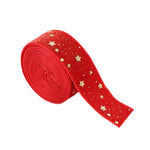 Panglica Decorativa de Craciun, Flippy, Panglica din Panza cu aspec de Catifea, Funda Ornament, Model cu Stele Aurii,